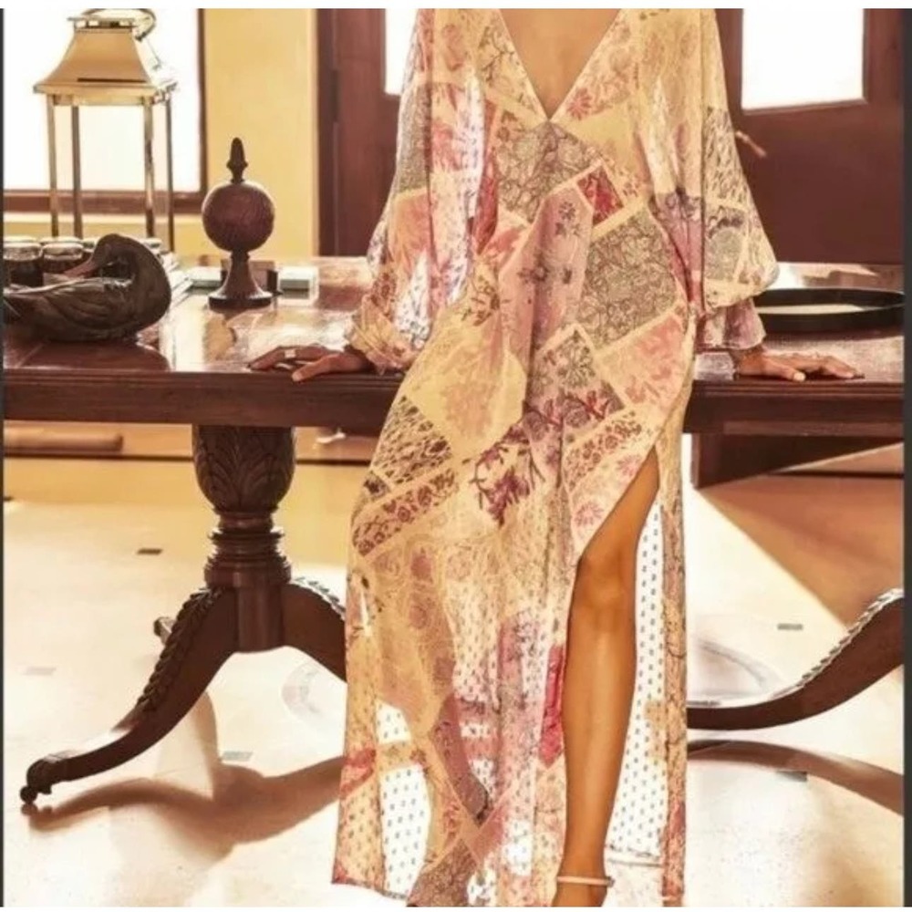 Hemant & Nandita Asher Kaftan Maxi Dress in Lilac - Picture 1 of 7